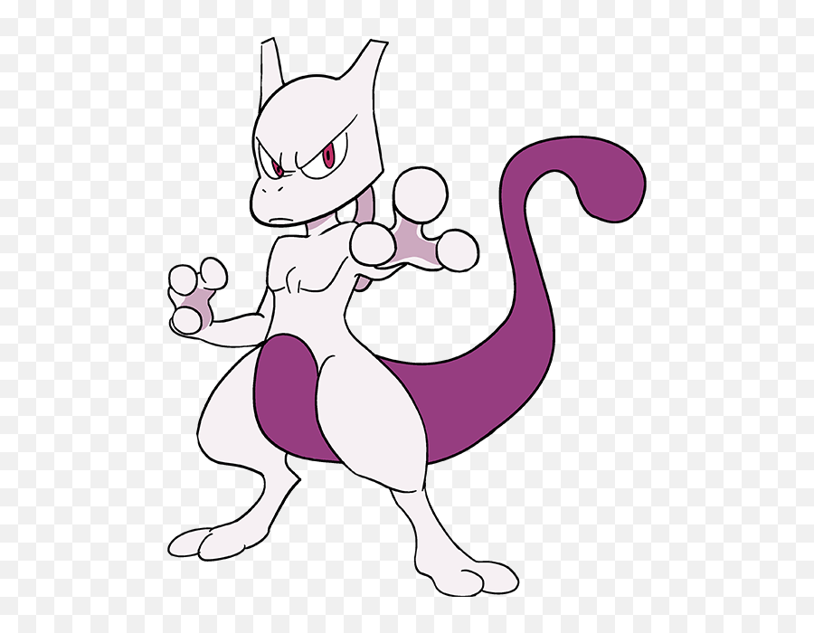 How To Draw Mewtwo From Pokémon - Really Easy Drawing Tutorial Pokemon Drawing Mewtwo Easy Png,Mewtwo Png