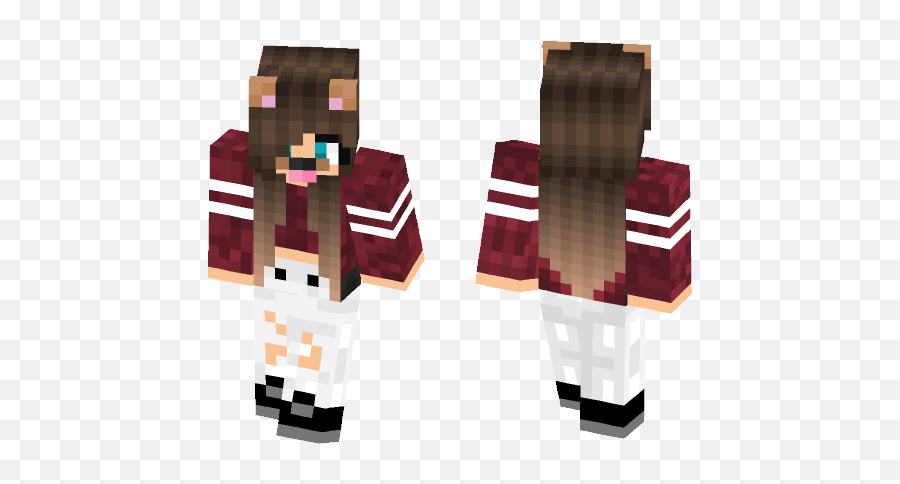 Minecraft Wolf Girl With Dark - Minecraft Girl Skin Red Pvp Girl Png,Snapchat Dog Filter Png