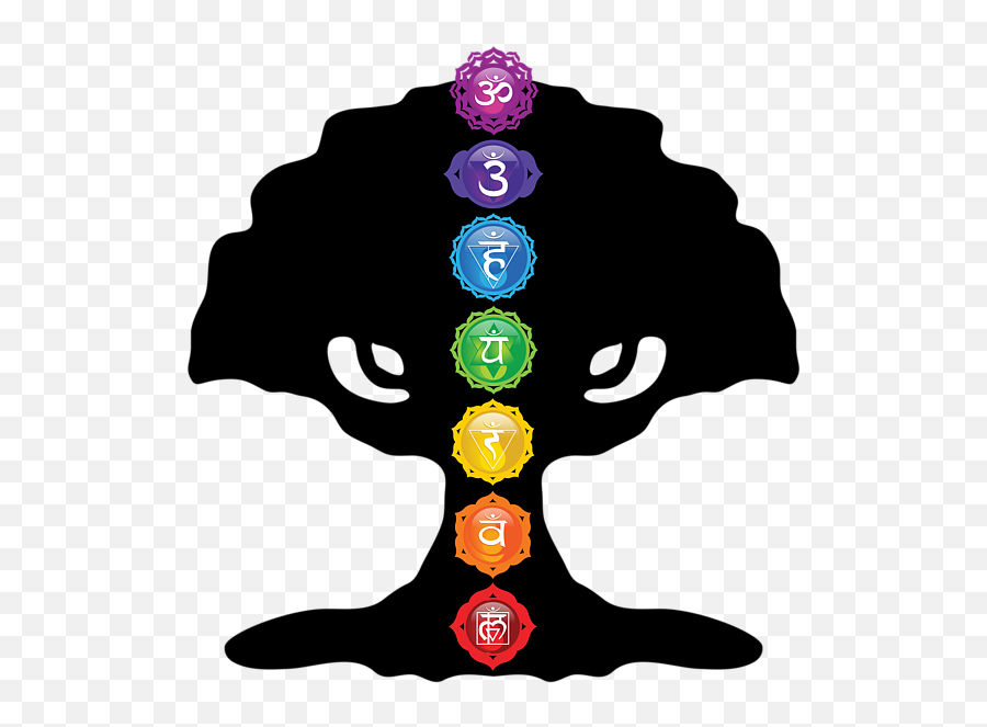 Art Tree Of Life Silhouette With Seven Chakras - Tree With 7 Chakras Tree Of Life Png,Chakras Png