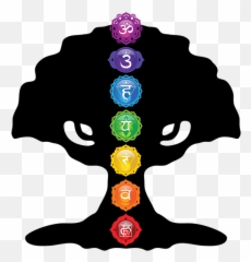 Art Tree Of Life Silhouette With Seven Chakras - Tree With 7 Chakras Tree Of Life Png,Chakras Png