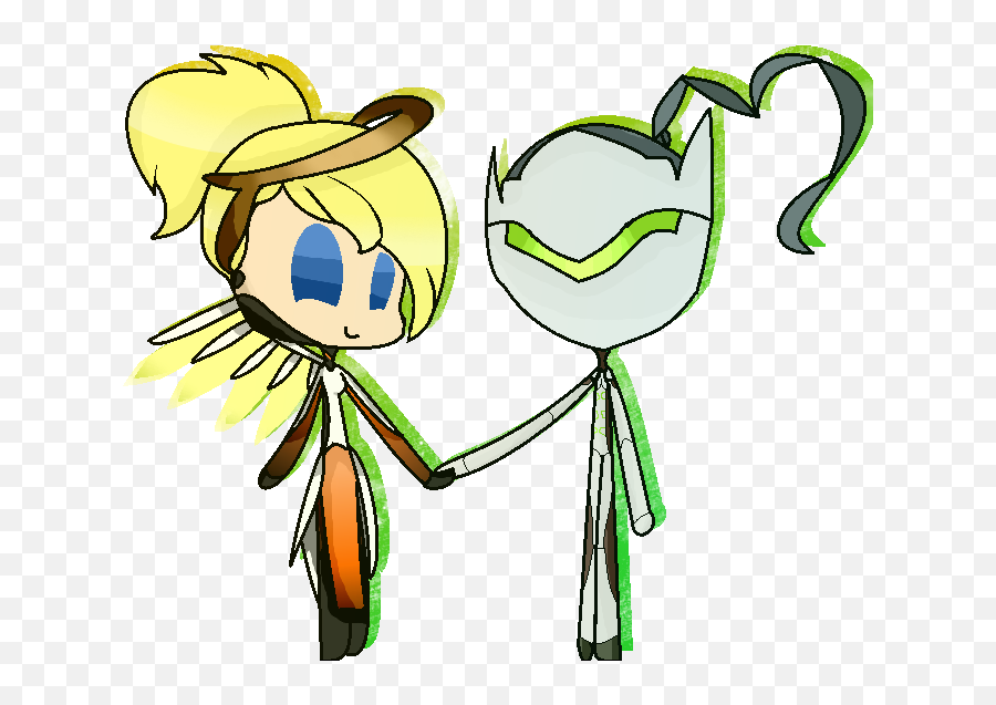 Mercy X Genji Art Trade By Crazyfunnybun - Genji Clipart Clip Art Png,Genji Png