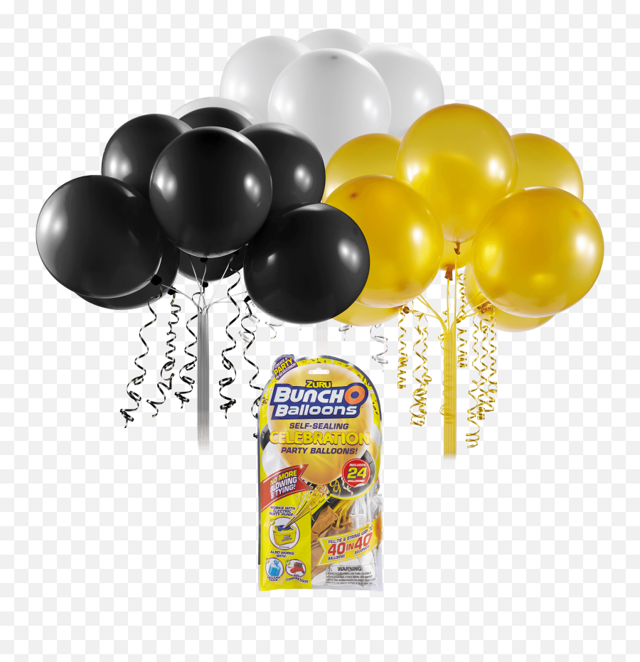 Bunch O Balloons Self - Sealing Latex Party Balloons White Black U0026 Gold 11in 24ct Walmartcom Zuru Bunch O Balloons Self Sealing Party Balloons Png,Black Balloon Png