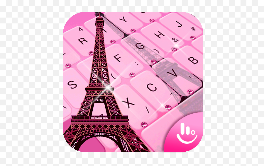 Pink Girl Eiffel Tower Keyboard Theme Apk Download From Moboplay - Eiffel Tower Plain Background Png,Eiffel Tower Icon For Facebook