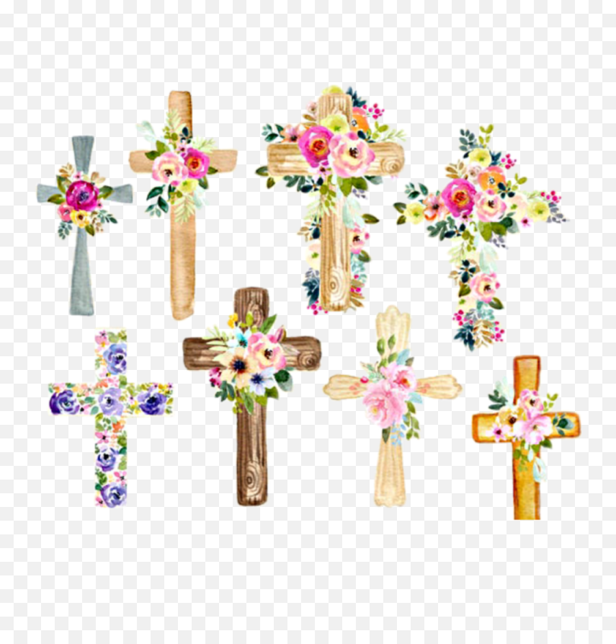 Watercolor Cross Crosses Flowers Floral Decorative Png - Floral Crosses,Decorative Png