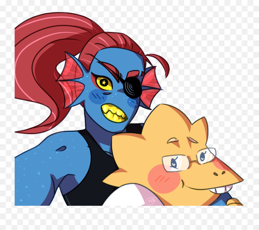 Download Undyne And Alphys Taking A Selfie - Organismo Andino De Salud Png,Undyne Transparent