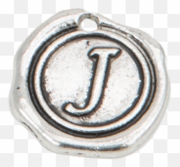 Download Silver Wax Seal J Charm - Sealing Wax Full Size Wax Stamp Mark Letter J Png,Wax Seal Png
