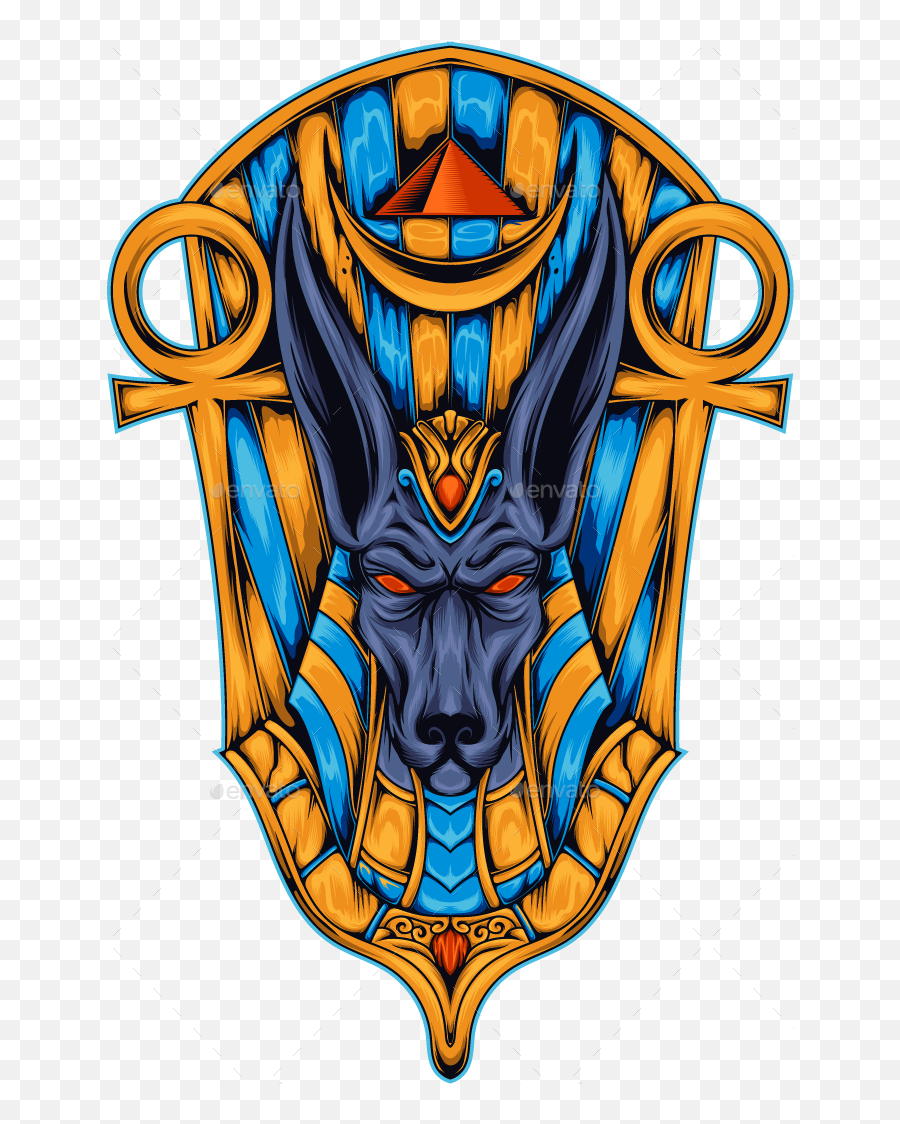 Color Illustration Of Anubis Egyptian God By Profstudio - Anubis Drawing Color Png,Anubis Icon