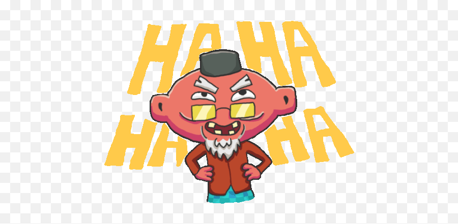 Maniacal Grandpa Laughs Ha In English Sticker - Fictional Character Png,Grandpa Icon