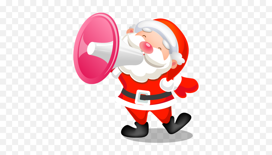 Santa Shouting Megaphone Icon - Santa Claus With Megaphone Png,Megaphone Png