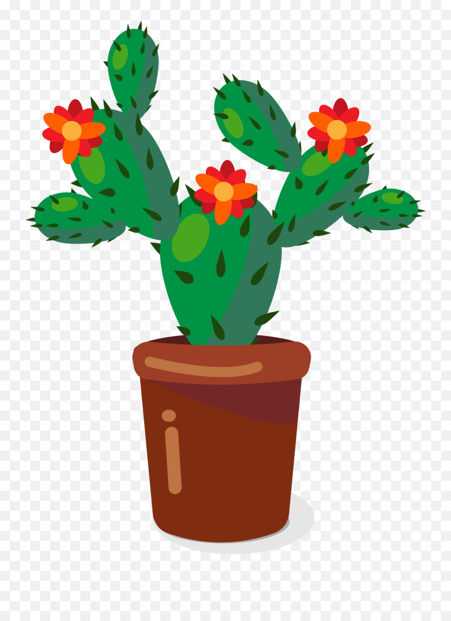 Download Cactaceae Plant Flowerpot - Flower Pot Cartoon Png Cactus Clipart Transparent,Plant Cartoon Png