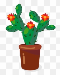 Download Cactaceae Plant Flowerpot - Pot Cartoon Png Cactus Clipart Transparent