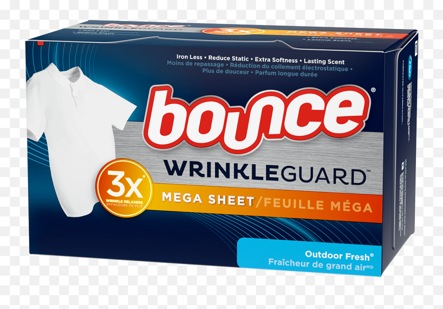 Bounce Wrinkleguard Dryer Sheets Outdoor Fresh Mega Sheet - Bounce Wrinkle Guard Dryer Sheets Png,Wrinkle Png