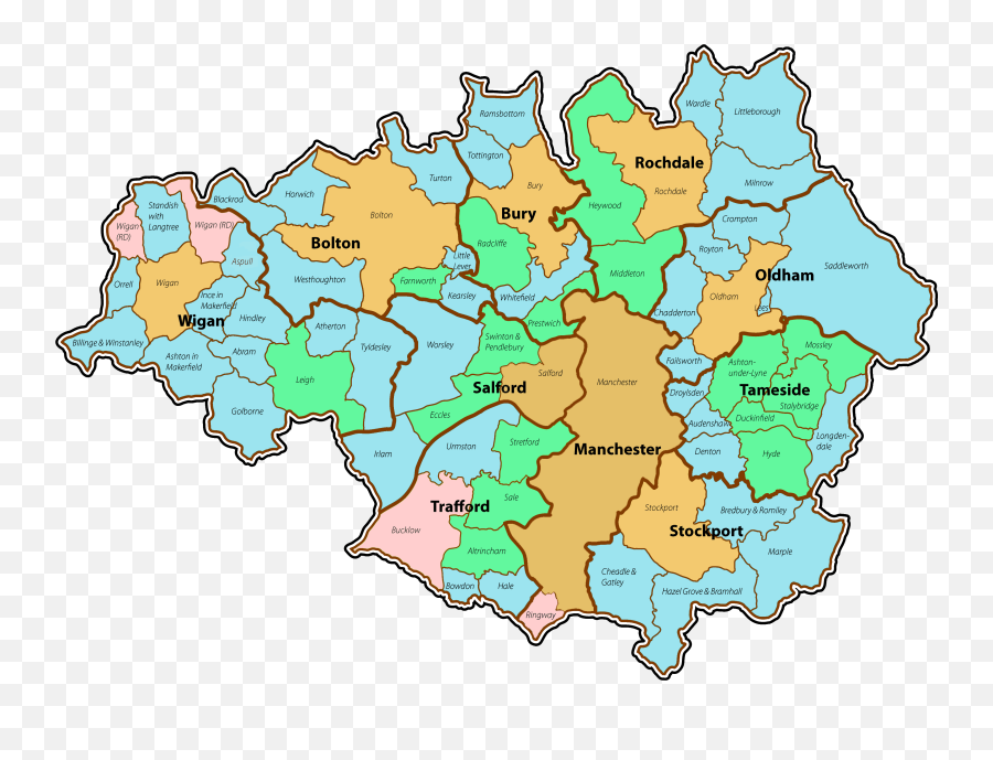 Filegreater Manchester County 3 - No Keypng Postcode Map Of Greater Manchester,Key Png