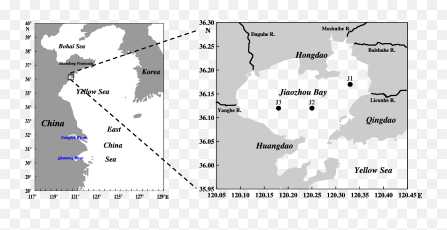 Map Of Sampling Sites In Jiaozhou Bay China Download - Jiaozhou Bay On A China Map Png,China Map Png