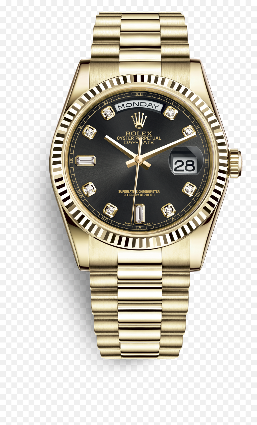 Fully Iced Out In Vs White Diamonds - Rolex Day Date Gold Green Png,Iced Out Chain Png