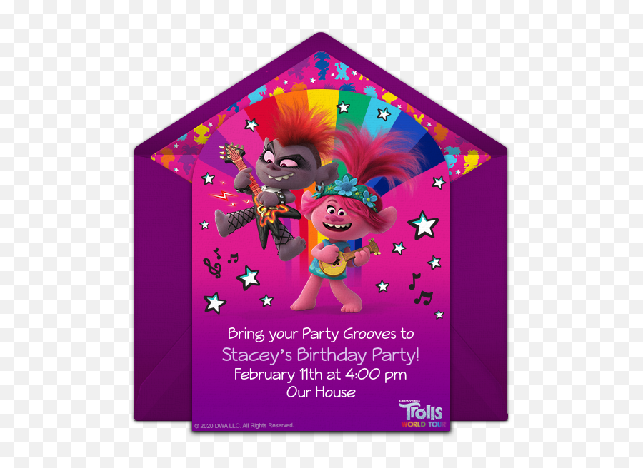 Free Trolls 2 World Tour Poppy U0026 Barb Online Invitation - Party Supply Png,Poppy Troll Png