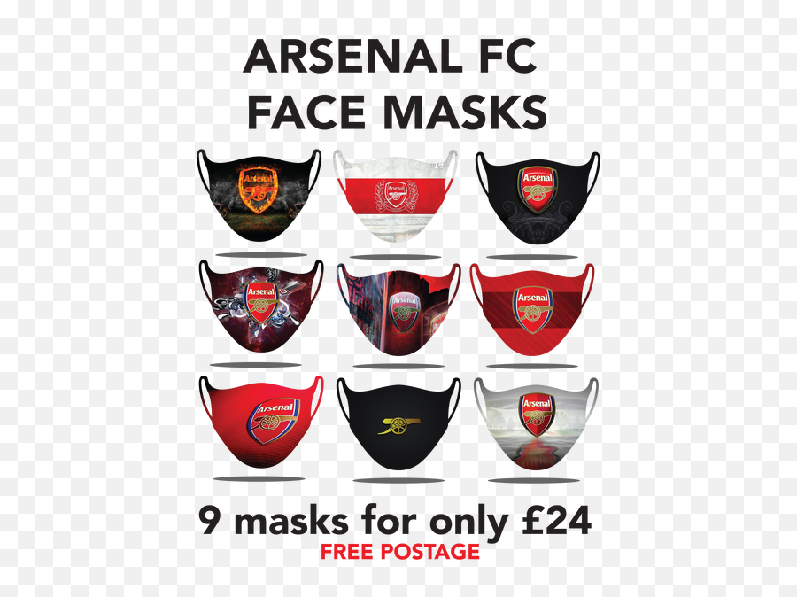 Adult Football Shirts - English League Teams Arsenal Glasgow Rangers Rangers Face Mask Png,Arsenal Fc Logo