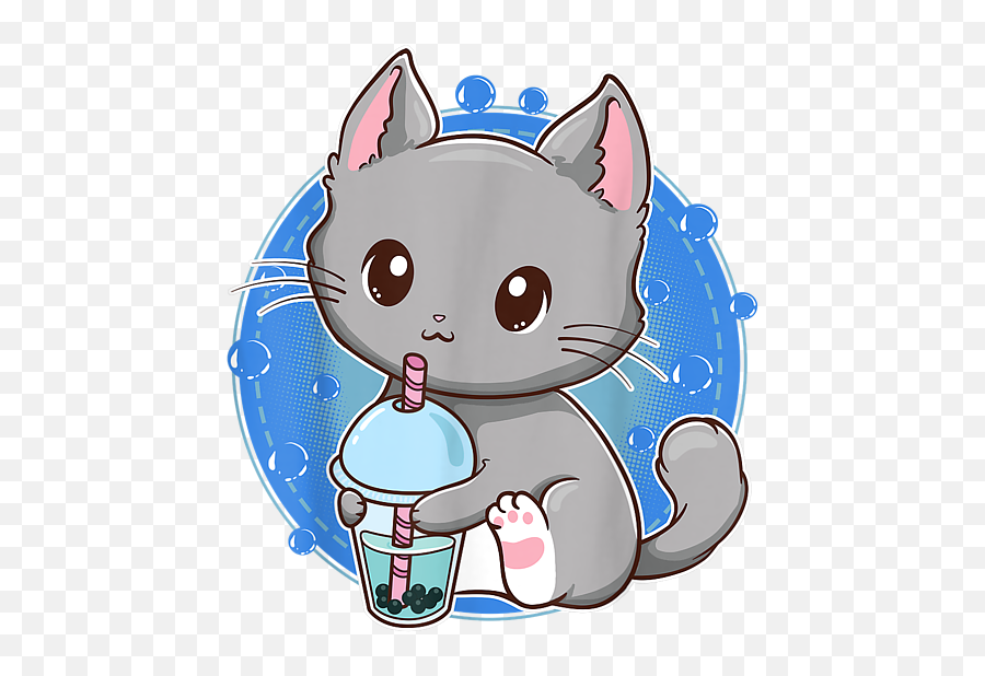 Kawaii Japanese Anime Cat Bubble Tea Neko Kitty Tshirt Baby Onesie - Anime Cats Bubble Tea Png,Anime Cat Png