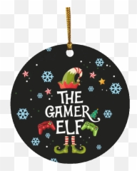 Gamer Elf Decorative Christmas Ornament - Family Matching Holiday Gaming Gift For png