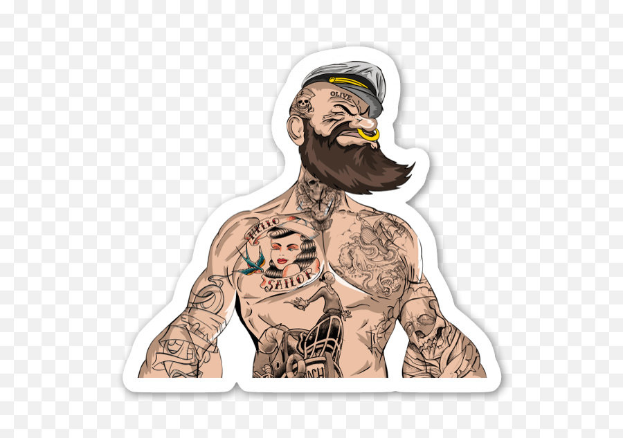 Download Hd Sailor Man - Popeye Tattoos And Beard Popeye Png,Beard Png