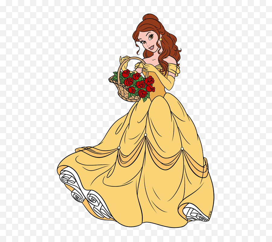 Belle Holding Her Beautiful Red Rose - Disney Belle With Rose Png,Beauty And The Beast Rose Png