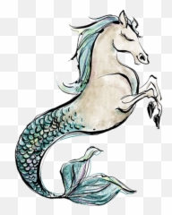 Watercolor Seahorse Mermaid Merman Horse Clipart Scales - Mermaid Horse Png,Mermaid Scales Png