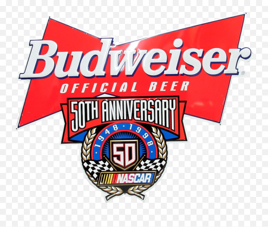Nascar 50th Anniversary Budweiser Beer Tin Advertising - Language Png,Budweiser Logo Png