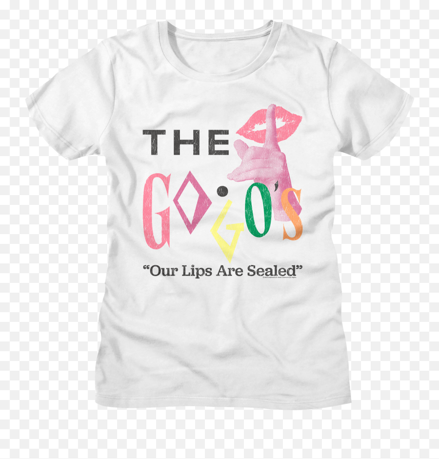 The Go - Gou0027s Womenu0027s Vintage Fashion Tshirt Band Logo With Our Lips Are Sealed Song Title White Shirt Band Shirts White Png,Punk Logo
