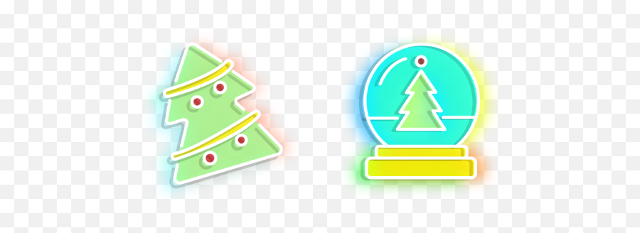 Neon Christmas Tree And Snowball Cursor U2013 Custom - Christmas Day Png,Christmas Icon Pack