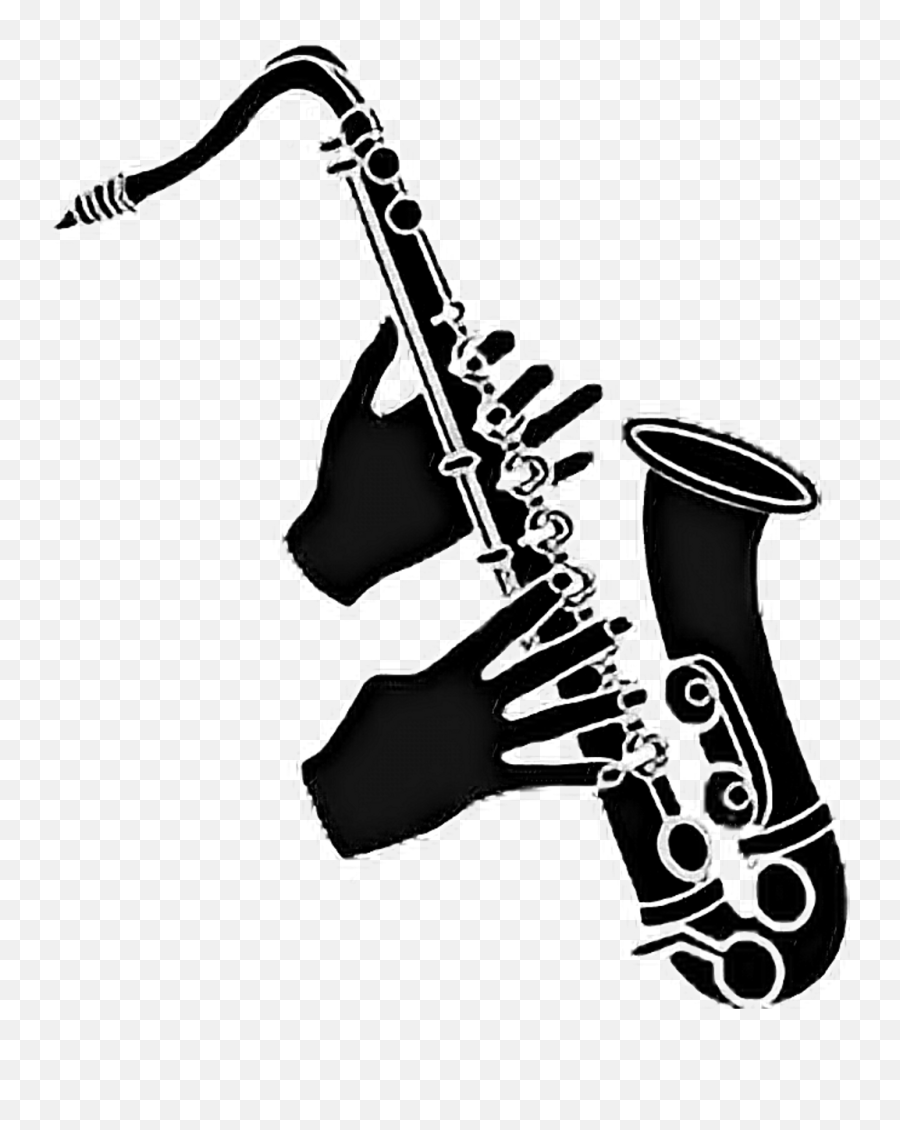 Download Saxophone Blackandwhite Silhouette Play Hands - Sacsofone Png,Sax Png