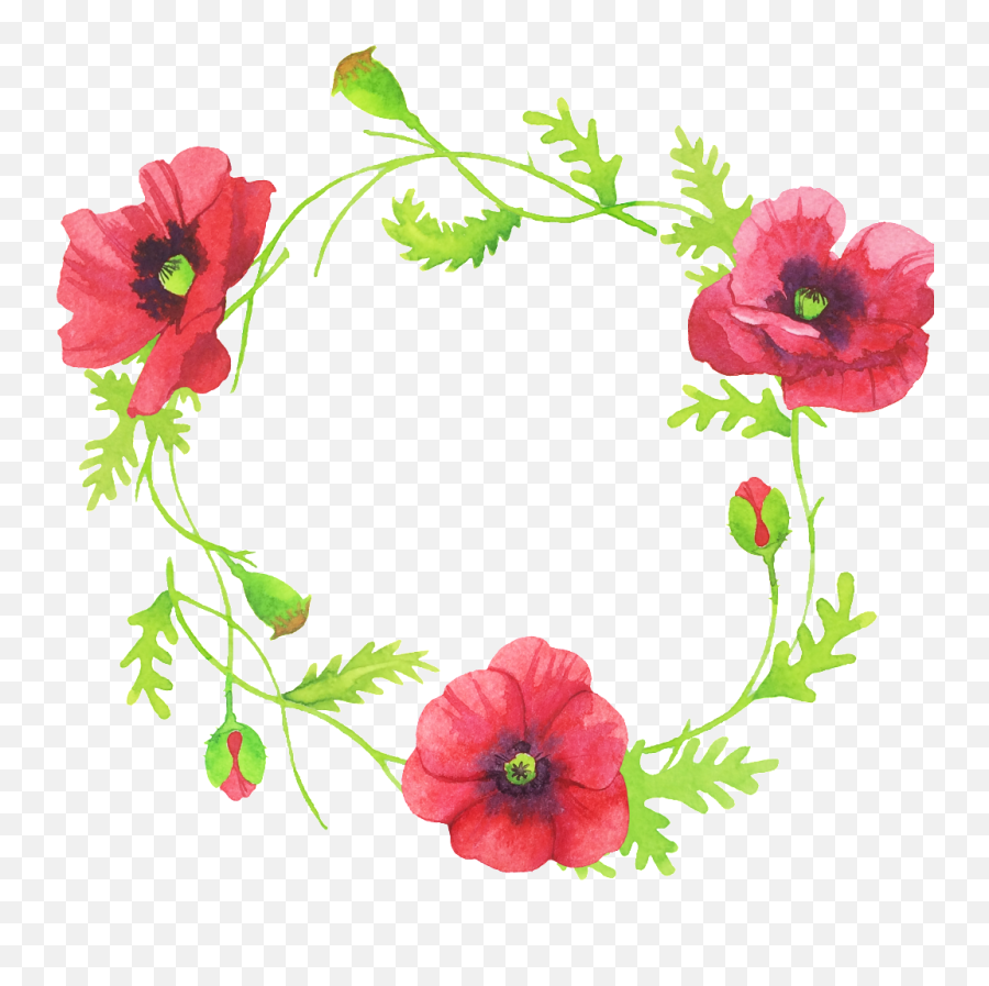 Beautiful Hand Painted Flower Red Garland Png - Portable Portable Network Graphics,Flower Garland Png