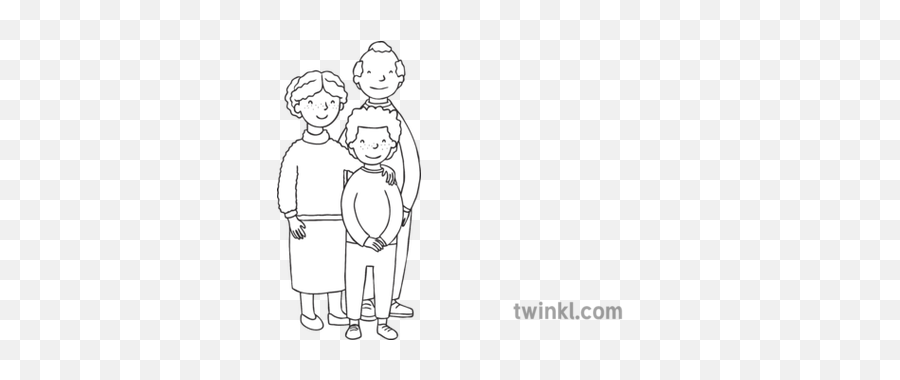 Grandparents Grandad Grandma Child Family Ks1 Black And - Boys Pointing Black And White Png,Grandparents Png