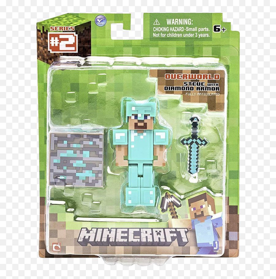 Minecraft Overworld Steve With Diamond Armor Figure Pack Jazwares - Minecraft Diamond Steve Action Figure Png,Minecraft Helmet Png