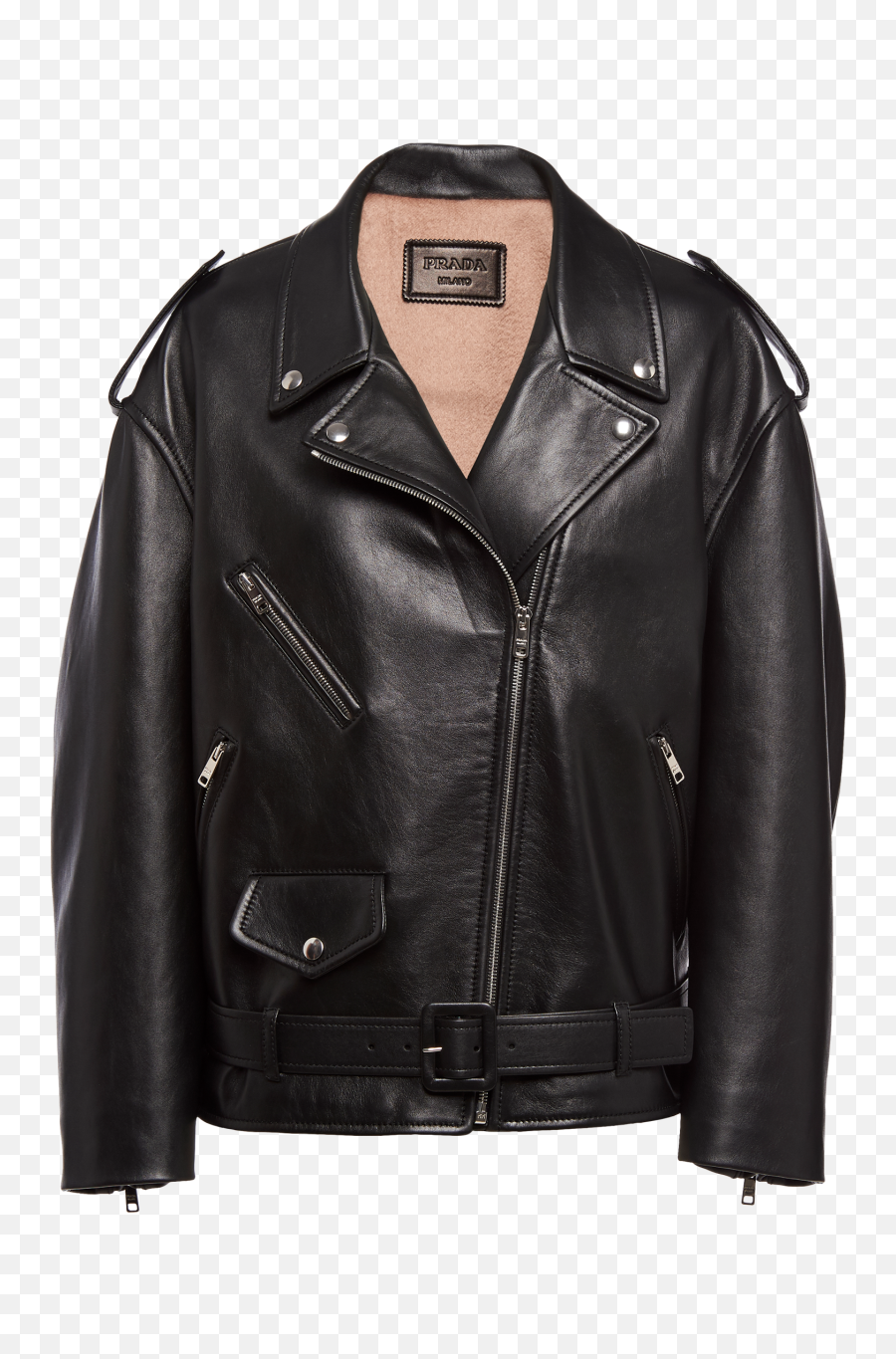 Leather Biker Jacket - Prada Biker Jacket Png,Icon Womens Leather Jacket