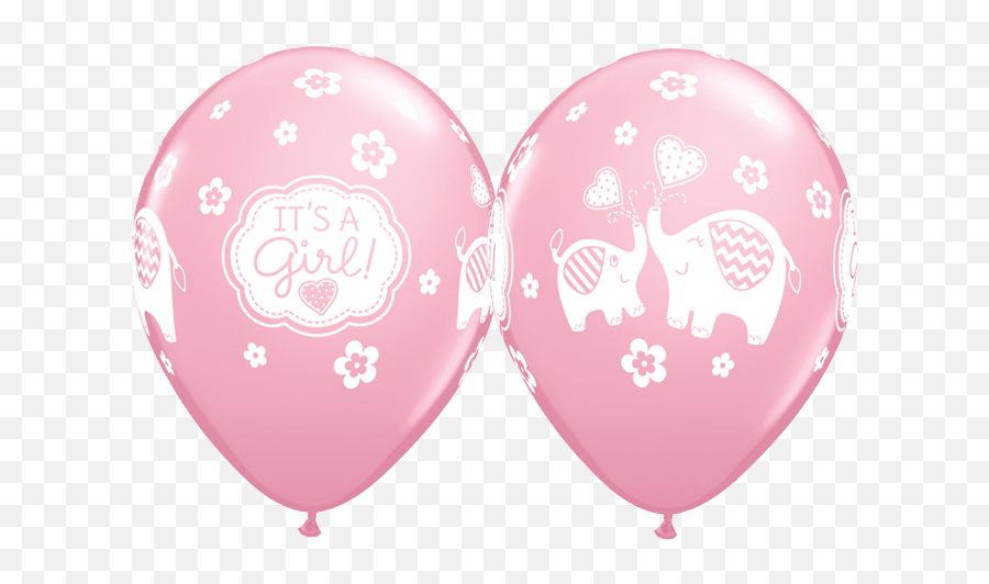 11 Round Pink Itu0027s A Girl Elephants 45114 - Pack Of 50 Qualatex Australia Pink And Blue Balloon Png,It's A Girl Png
