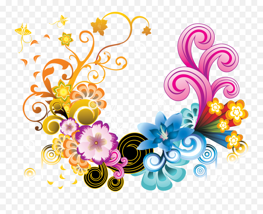 Download Flower Designs Png - Colorful Flowers Logo Design,Floral Design Png