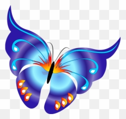 Cartoon Blue Butterfly Clipart Clip - Transparent Png