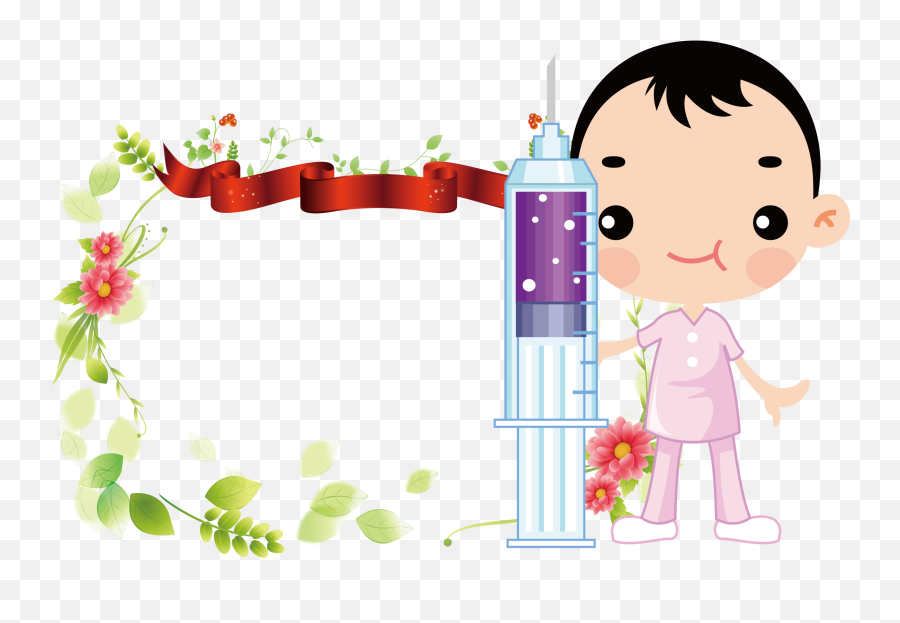 International Nurses Day Syringe Nursing - Cartoon Nursing Nurse Border Design Png,Syringe Clipart Png