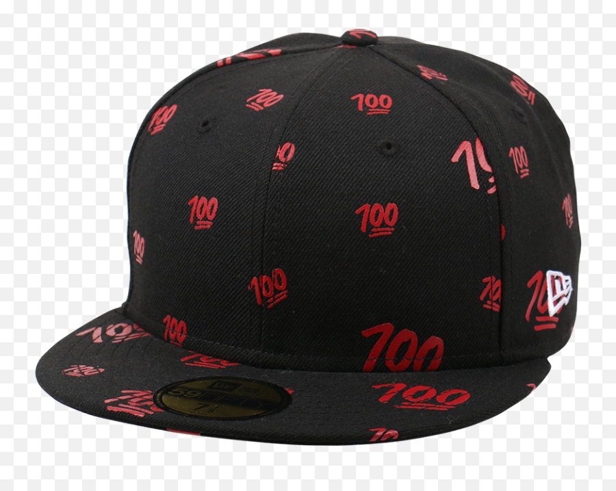 100 Allover Emoji Black 59fifty Cap - Baseball Cap Png,100 Emoji Png