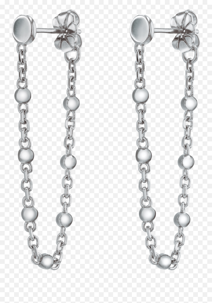 Movado Ball Chain Collection Sterling - Earrings Front Back Chain Png,Ball And Chain Png