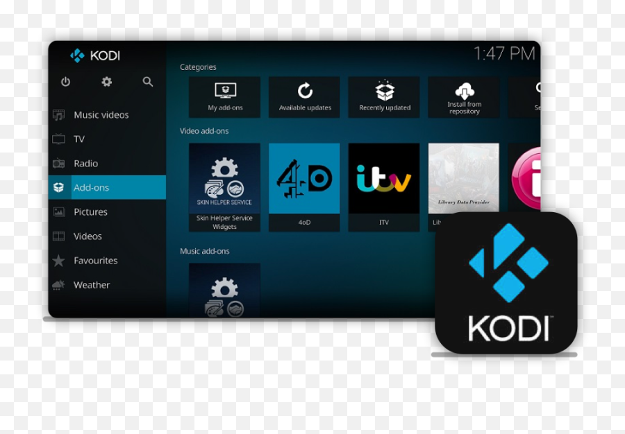 Kodi With The Most Trusted Vpn - Kodi Home Screen Png,Kodi Png