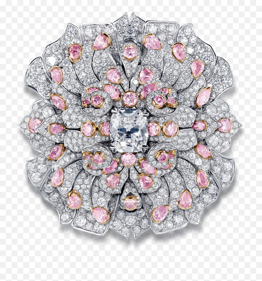 Fractal Rose Pink And White Diamond Brooch - David Morris Circle Png,Fractal Png