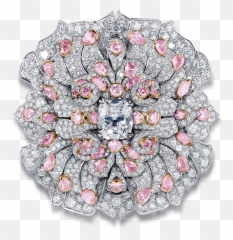 Fractal Rose Pink And White Diamond Brooch - David Morris Circle Png,Fractal Png