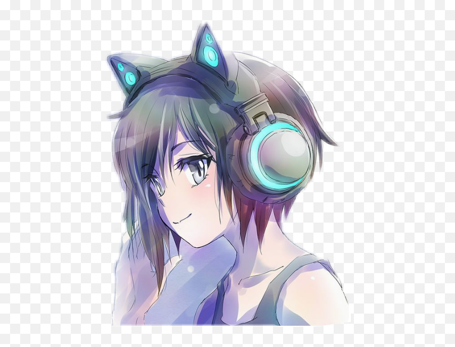 Download Report Abuse - Anime Girl With Cat Headphones Cute Anime Girls  With Headphones Png,Anime Cat Png - free transparent png images 