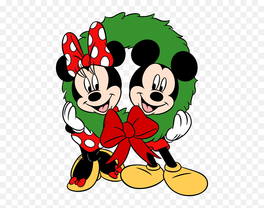 Mickey - Minniewreath Minnie And Mickey Christmas Clipart Png,Mickey And Minnie Png