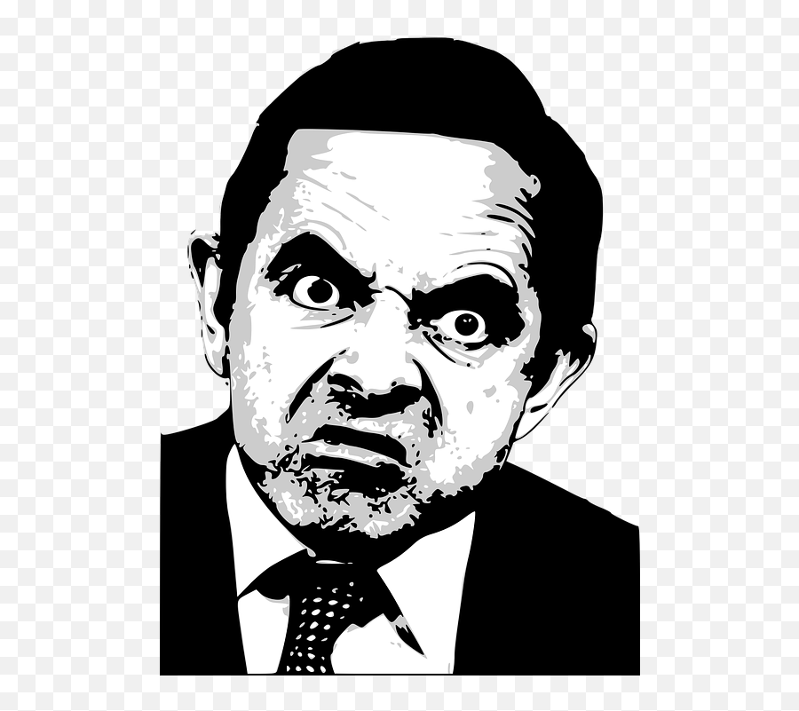 Download Rowan Atkinson - Mr Bean Stencil Png Image With No Mr Bean Black And White,Mr Bean Png