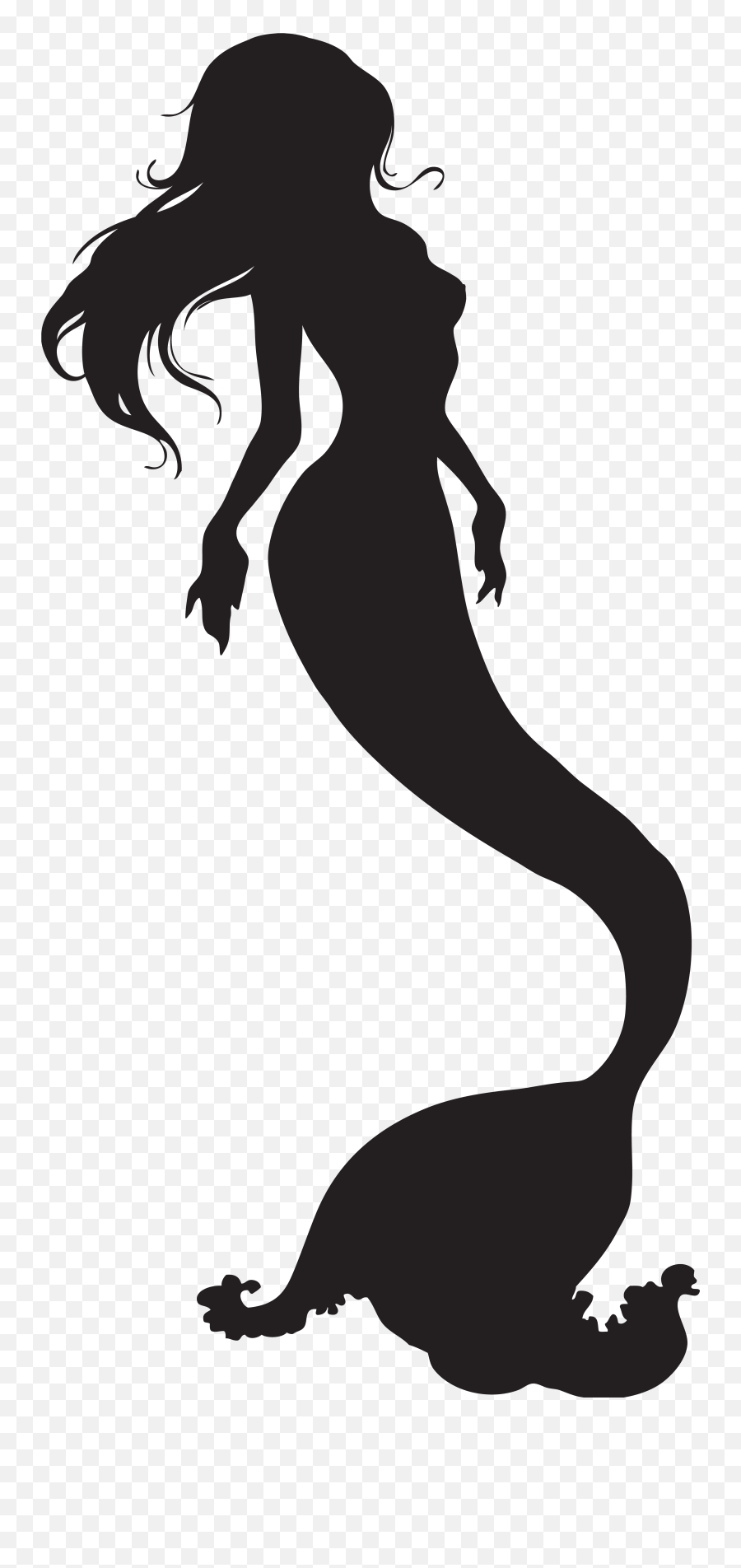 Mermaid Silhouette Clip Art - Mermaid Clipart Transparent Background Png,Mermaid Transparent Background