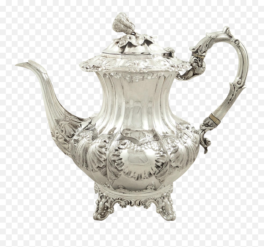 Antique Early Victorian Sterling Silver Coffee Pot - Teapot Teapot Png,Tea Pot Png