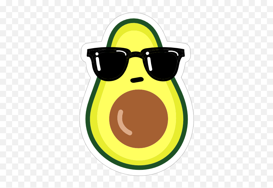 Cool Avocado With Sunglasses Sticker - Clipart Avocado With Face Png,Cool Glasses Png