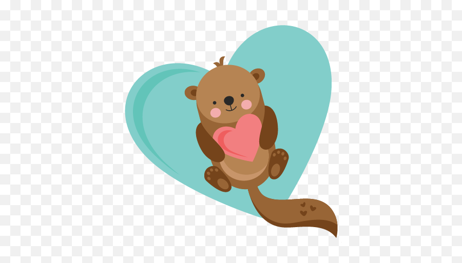 Heart Otter Valentine Svg Cuts - Cute Otters Clipart Png,Otter Png